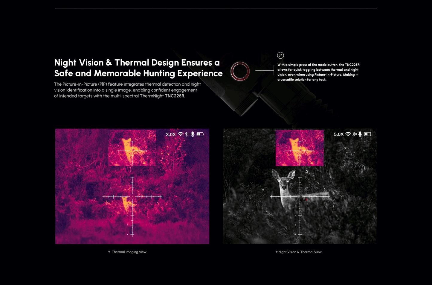 TNC225R - ThermNight Thermal & Night Vision Multispectral Scope with Laser Rangefinder and Ballistic Calculator