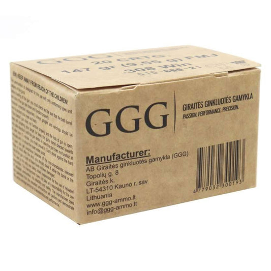 GGG 308 Winchester Ammunition 147 Grain Full Metal Jacket - GPX11