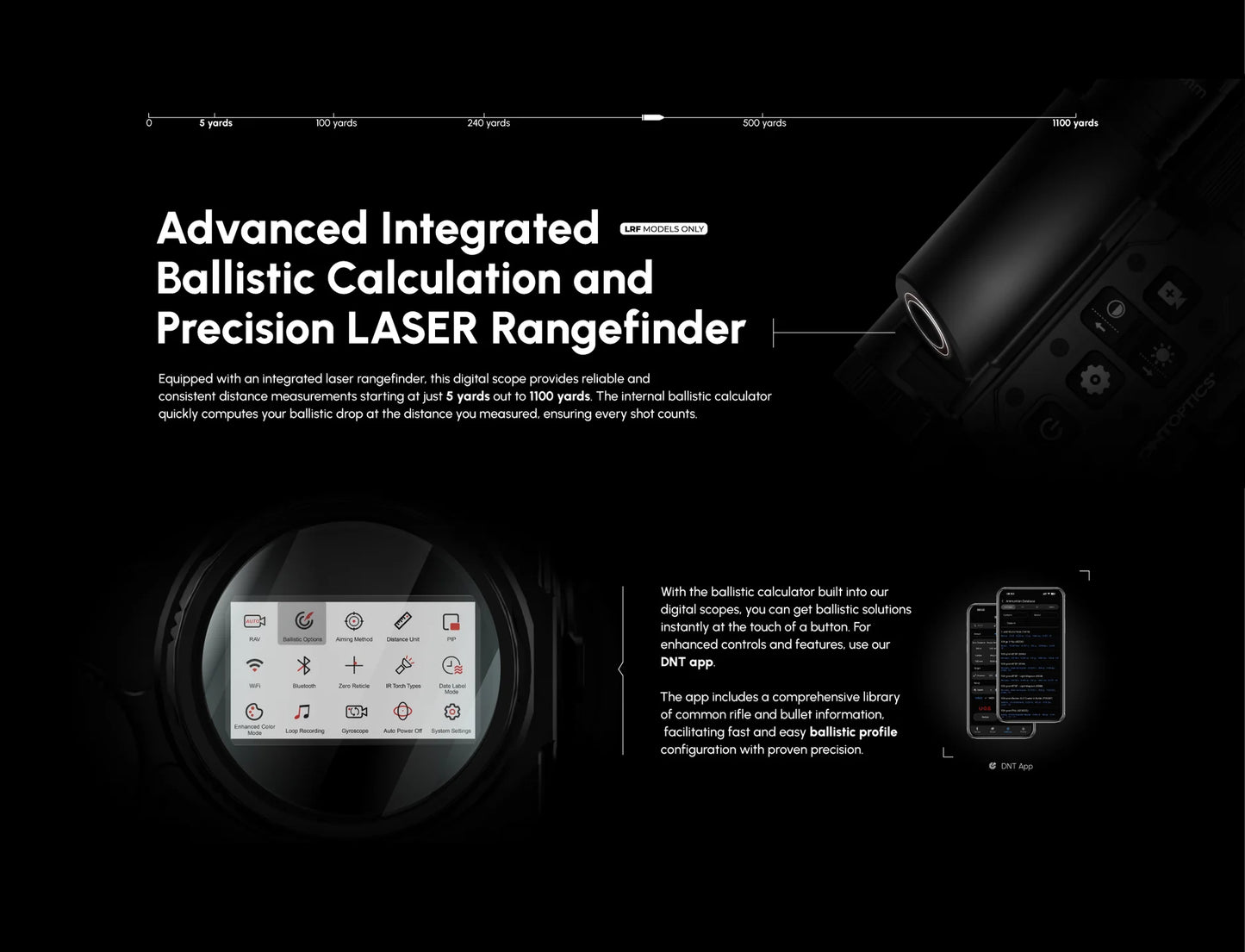 ZHD520R - ZULUS HD 5-20X Digital Night Vision Scope with Laser Rangefinder and Ballistic Calculato