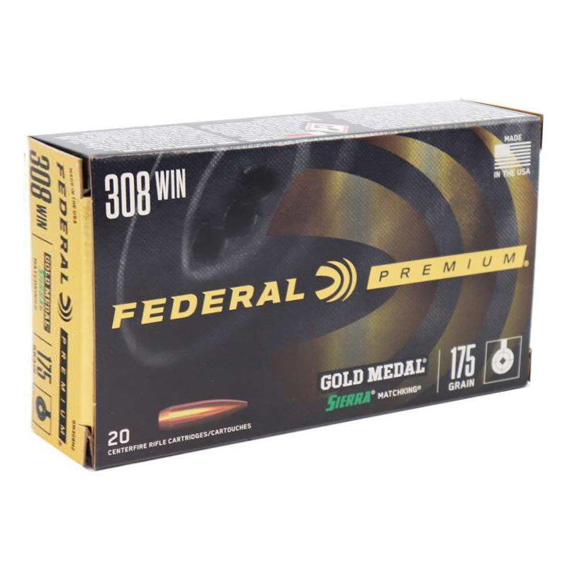 Federal Gold Medal 308 Winchester Ammo 175 Grain Sierra MatchKing Hollow Point