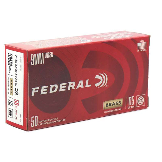 Federal Champion 9mm Luger Ammunition 115 Grain Full Metal Jacket 1000rds