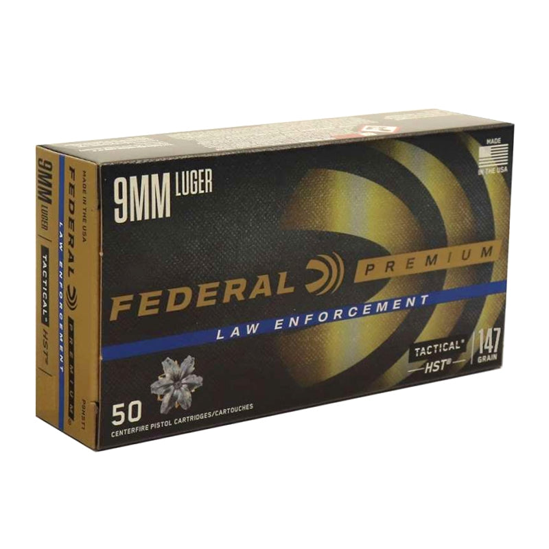 Federal HST Law Enforcement 9mm Luger Ammo 147 Grain Jacketed Hollow Point