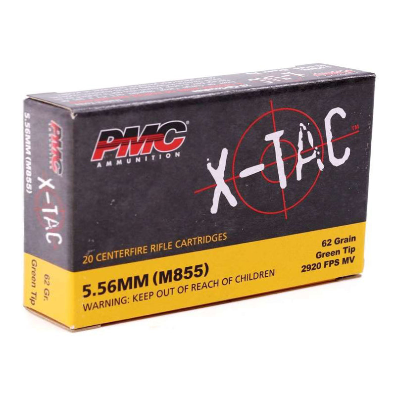 PMC X-Tac 5.56x45mm NATO Ammunition 62 Grain Green Tip Full Metal Jacket - 556K